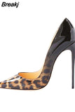 Women Pumps Leopard White Shoes Woman High Heels Stiletto Evening Shoes Patent Leather Sexy Designer Heels QP033