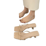 Breakj Women 2025 Summer New French Head Cross-Belt Bare Toe Fine And External Wearing Slippers