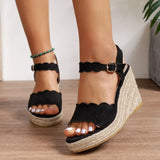 5-9cm Sandalias Mujer Ankle Strap Sandals, Sapatos Mulher Wedge Heels for Women with Closed Toe Wedge