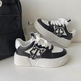 Women Sport Shoes Fashion Sneakers Platform Fashion Trainers Sport Shoes Female Lace Up White Thick Bottom Running