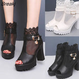new Women Shoes High Heel Sexy Square Heel Sandals Women Pumps Party Ladies Shoes Peep toe Breathable Pumps Shoes