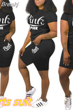 Summer Shorts Tracksuit Set Pink Letter Print Top Biker Shorts Suits Sport Casual Two Piece Set Bodycon Outfits