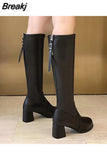 Middle Heel Black Ladies Boots Tassel Shoes for Women Hot Winter 2023 Novelty Pu Fashion Sale Y2k Gothic New in Boot