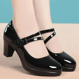 De Mujeres Women Cute Sweet Red Slip on High Heel Shoes Lady Casual Comfortable Autumn Pumps Female Black Shoes