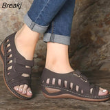 Women Summer Flat Sandals sandalia ortopedica feminina 2020 Gladiator Sandals pu Hollow Open Toe Sandals Closed Ankle
