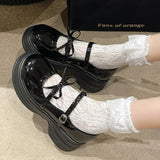 Chunky Platform Mary Jane Shoes for Women 2023 Autumn Patent Leather Pumps Woman Thick Bottom Bowknot Lolita Shoes