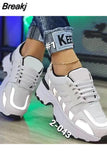 New Thick Soled Women's Sports Shoes Fashion Casual Comfortable Lace-up Thick Soled Shoes Female Increase Vulcanized