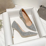 High Heels Women Sequins Thin Stiletto Banquet Wedding Shoes 2024 New Autumn /Winter Sexy Pointed Toe Ladies Party