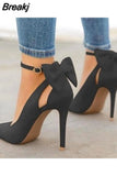 Women Pointed Toe High Heels Woman Thin Heels Ladies Sexy Pumps Ladies Buckle Strap Female Fashion Bowknot Shoes Plus Size