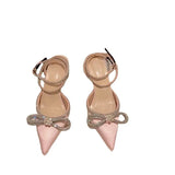 New Fashion Glitter Rhinestones Women Pumps Crystal Bowknot Silk Pointed Toe Buckle Strap Thin High Heels Party Prom