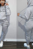 Two Piece Set Women Hooded Sweatsuits Fashion Pink Letter Leopard Print Tracksuit Casual Female Outfits Streetwear