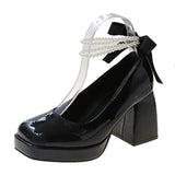 Platform Pumps Women Shoes 2023 Fashion High Heels White Mary Janes Woman Thick Heeled Party Wedding Shoes Mary