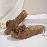 Breakj Slippers Women 25 New Slope And Exposed Toe Wearing Flower-Shaped