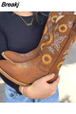 and Winter New Embroidery Cowboy Boots Women's Autumn Western Boots Retro Short Boots Women's Women's Shoes Botas