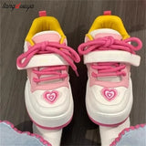 Sneakers for Women Popular autumn Style All-match Womens Trendy School Thick Sole White Pink Shoes lolita sneakers