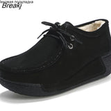 Women Flats Platform Shoes Suede Leather Lace up women Moccasins Creepers slipony Female Casual Summer Shoes Ladies