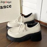 platform Lolita Shoes women 2024 Platform Mary Jane Shoes High Heel Women JK Uniform Leather Shoes college girls