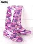 Women Rain Boots Waterproof Lightweight Knee-High Garden Shoes Woman Flower Rubber Platform Work Boot Botas De