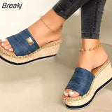Wedges Slippers Platform High Heels Women Slipper Ladies Outside Shoes Basic Clog Wedge Slipper Flip Flop