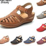 Women's Sandals Summer Ladies Girls Comfortable Ankle Hollow Round Toe Sandals Female Soft Beach Sole Shoes Plus Size 2023