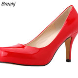 Leather High Heels Women Pumps Fashion Pointed Toe Office Lady Shoes Black Work Wedding Woman