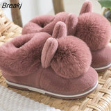 Slippers Women Cute Winter Warm Slipper Couple Indoor Home Plush Shoes Ladies Comfort Soft Shoes Women Rabbit