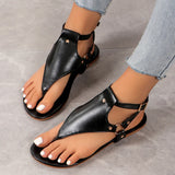 Breakj Toe Sandals Women 2025 Leisure Flat-Bottomed Toes With A Word Buckle Beach