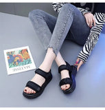 Mesh Breathable Comfor Women Sandals Retro Hook & Loop Open Toes Casual Beach Shoes Fashion Hollow Non-Slip Platform