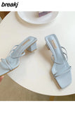Fashion Women Slippers Square Low Heels Sandals Summer Flip Flops Brand Slipper Elegant Slides Zebra Shoes Zapatillas