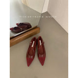 Jane Shoes French Designer Women Shoe Spring New Vintage Single Shoe Simple Red Leather Shoe Elegant Woman Shoe Low