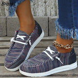 New Women Shoes Sneakers Knitted Mesh Dude Flats Large Size Ladies Slip on Mujer Zapatill Casual Summer Female
