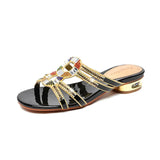 Women's Slippers In Summer Wear Crystal Diamond Sandals, Women's Sandals, Thick Heels, Bohemian Slippers, Full Of
