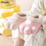 Cute Cat Paws Furry Slippers Funny Indoor Home Fluffy Slides Female Floor Kawaii Shoes Slippers Lovely Cat Cotton