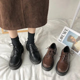 Style Small Black Leather Shoes Spring 2024 New Vintage Single Shoes Flat-Soled Jk Student Muffin