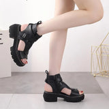 New Summer Shoes Women Sandals Retro Genuine Leather Women Wedges Platform Sandals Peep Toe High Heel Sandals