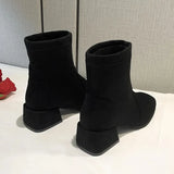 Leather Women Ankle Boots High Heels Winter Women Shoes Fashion Casual Ins Female Short Boot