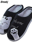 Women Winter Slippers Home Slippers Cartoon Cat Non-slip Warm Fur Indoors Bedroom Floor Plush Shoes slippers chaussures