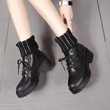 Martin Boots Girls College Style Students Non-Slip Thick Soles Plush Warm Wool Rice White Large Size Short