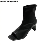 Peep Toe Ankle Boots Women Thin High Heels Shoes Women Gladiator Sandals Sexy Chelsea Boots Front Open Stilettos