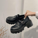 shoes platform High Heels Shoes Women Pumps Patent Leather Platform Shoes Woman Round Toe Mary Jane Shoes chunky