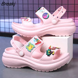 Sandals for Women 2023 Korean Wedge Platform High Heels Ladies Shoes Outdoor Beach Peep Toe Non-slip Sandalias De