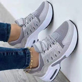 Breakj Spring And Autumn New Large-Size Casual Single-Shoe Women Flying Weave Slope And Front Lace Mesh Breathable Women's
