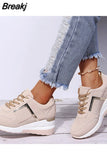 Women Sneakers Lace-Up Wedge Sports Shoes Women's Vulcanized Shoes Casual Platform Ladies Sneakers Comfy Females