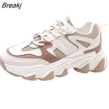 Women Sneakers Fashion Mesh Chunky Sneakers Vulcanized Shoes Summer Comfortable Thick Sole White Dad Flats Platform