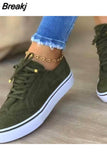 New Women's Low-top Vulcanized Shoes Round Toe Casual Shoes Flat Shoes Lace-up Walking Shoes Women Versatile
