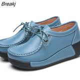 Women Loafers Autumn New Lace Up Platform Casual Shoes Fashion Ladies Non-slip Walking Shoes Female Rocking Shoes Size