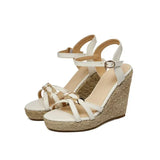 Dress Platform Shoes Boho Wedge Sandals Women 2023 Summer Newest Chunky Style PU Daily Plus Size 34-50 Party Prom