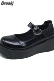 Women's Shoes Platform Autumn Oxfords Female Footwear Clogs Fall Retro Leather Dress Summer Fabric Mary Janes Basic Rome