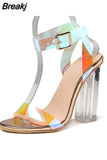 High Heeled Women Sandals 2023 New Fashion Spring Summer Simply Sandals Shoes European Style Fashion Buckle Strap