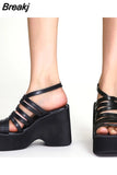 Wedge Heels Sandals For Women 2023 Summer Chunky Heeled Casual Ankle Strap Fashion Women Sandals